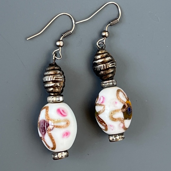 Artisnal glass bead earrings, Murano glass. - Picture 4 of 11